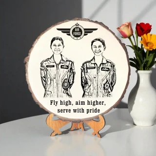 Personalized Mango Wood  Air Force Themed Photo Frame with Laser Engraved Wooden Photo Frame  | DVMART®