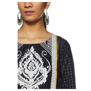 Women's Synthetic Straight Kurta Blue thumbnail 4
