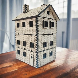 3D MDF Wooden Big House Model – Multi-Storey DIY Miniature Craft Kit with Chimney & Windows-19cm (7.5 Inch)