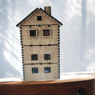 3D MDF Wooden Big House Model – Multi-Storey DIY Miniature Craft Kit with Chimney & Windows-19cm (7.5 Inch) thumbnail 3