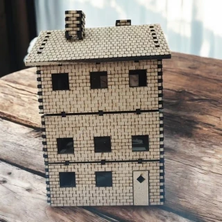 3D MDF Wooden Big House Model – Multi-Storey DIY Miniature Craft Kit with Chimney & Windows-19cm (7.5 Inch) thumbnail 4