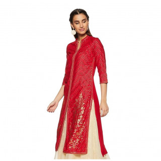 Women's Straight Kurta Red thumbnail 5
