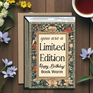 Limited Edition Book-Themed Birthday Greeting Card for Book Lovers – Non-Foldable Envelop Premium Flat Card thumbnail 2