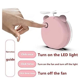 Travel Mini Carton Make Up Mirror with LED Lights USB Fan (Pink Color) thumbnail 4