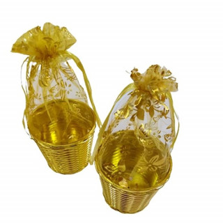 Silk Flower Vase Table for Living Room Indoor Home Decor Wedding Centerpieces Arrangements Pot With Flower (Golden Small Pack of 1) thumbnail 5