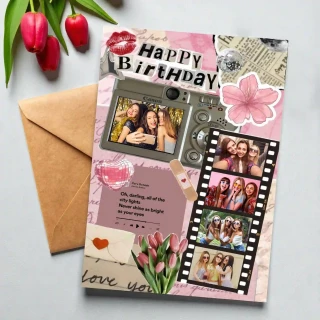 Personalized Collage Photo Card – Aesthetic Birthday Scrapbook-Style Greeting Card