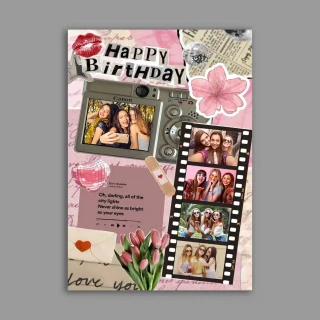 Personalized Collage Photo Card – Aesthetic Birthday Scrapbook-Style Greeting Card thumbnail 2
