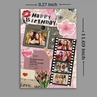 Personalized Collage Photo Card – Aesthetic Birthday Scrapbook-Style Greeting Card thumbnail 5