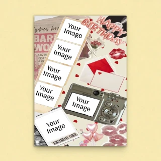 Personalized Collage Photo Card – Aesthetic Birthday Scrapbook-Stylish Greeting Card thumbnail 2