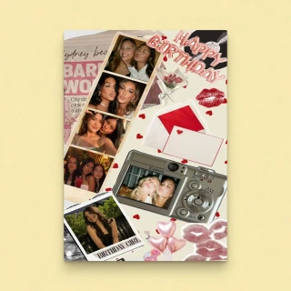 Personalized Collage Photo Card – Aesthetic Birthday Scrapbook-Stylish Greeting Card thumbnail 3