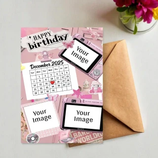 Personalized Collage Photo Card – For Aesthetic Birthday Scrapbook-Style Greeting Card thumbnail 2