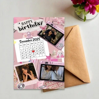 Personalized Collage Photo Card – For Aesthetic Birthday Scrapbook-Style Greeting Card