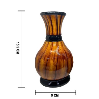 Decorsity Handicraft Check Ceramic Flower Vase Pot for Home Decoration Living Room Dining Gifting Pot With Flower (Beige Small Pack of 2) thumbnail 2
