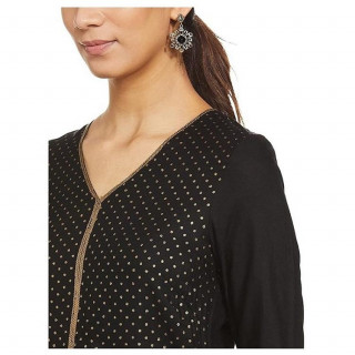 Women's Straight Kurta Black thumbnail 2