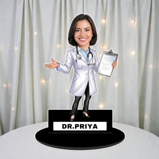 Personalized Doctor Caricature Standee with Name | Custom Doctor Gift | MDF Wooden Table Top Caricature for Doctors | Unique Gift for Medical Professionals | Desk Decor | DVMART® thumbnail 2