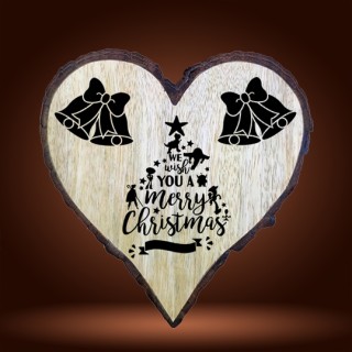 Christmas Day Personalized Heart Shape Engraved Customized Wooden Plaque Gift