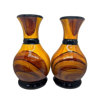Ceramic Flower Vase Table for Living Room Indoor Home Decor Wedding Centerpieces Arrangements Pot With Flower (Brown Small Pack of 2) thumbnail 3