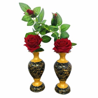 Flower Vase For Home And Office Decoratoin Purpose Pot With Flower ( Black Medium Pack of 2)