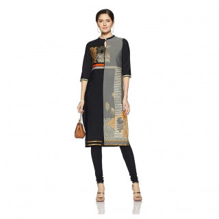 Women's Straight Kurta Black