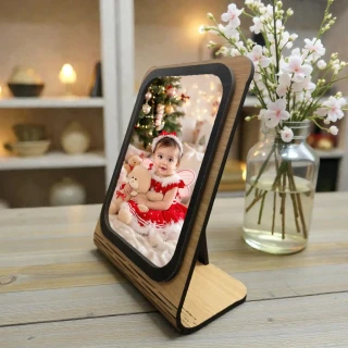 Personalized Foldable MDF Wood Photo Frame for Table & Desk | Custom Printed Wooden Picture Frame Gift | DVMART thumbnail 2