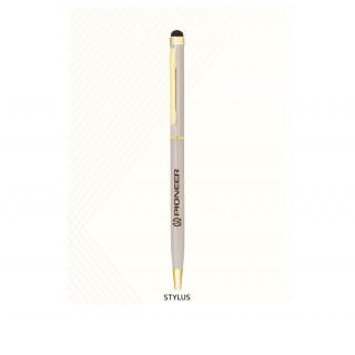 Metal Silver Slim Body & Golden Clip with Mobile Touch Stylish Ball Pen