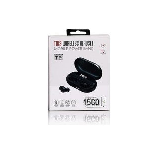 TWS Wireless Headset With Mobile Power Bank 1500MH Bluetooth Handfree device (Black True Wireless) thumbnail 3