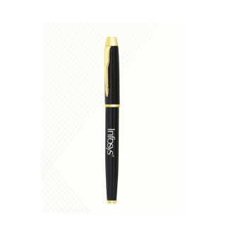 Print Black & Golden Combination Metallic Roller Ball Pen with auto closing magnetic Cap Fitted With Germany Made Refill