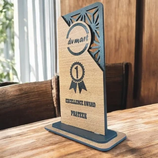 3D MDF Wooden Memento Trophy – Personalized Excellence Award Plaque for Corporate & Event Gifts-21cm( 8.5 Inch) thumbnail 2