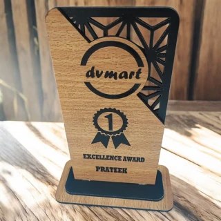 3D MDF Wooden Memento Trophy – Personalized Excellence Award Plaque for Corporate & Event Gifts-21cm( 8.5 Inch) thumbnail 3