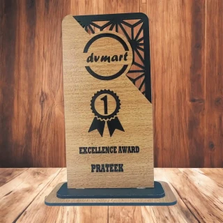 3D MDF Wooden Memento Trophy – Personalized Excellence Award Plaque for Corporate & Event Gifts-21cm( 8.5 Inch)