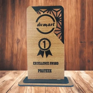 3D MDF Wooden Memento Trophy – Personalized Excellence Award Plaque for Corporate & Event Gifts-21cm( 8.5 Inch)