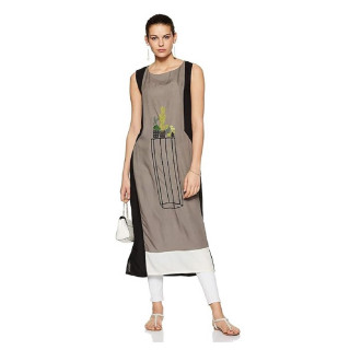 Women's Straight Sleeveless Kurta Grey