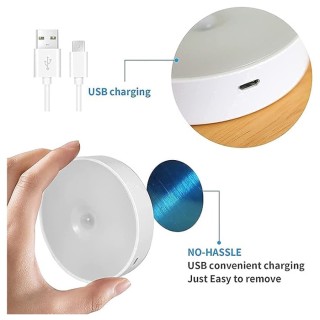 Body Induction Lamp With Switch Motion Sensor Light for Home with USB Charging Wireless Self Adhesive LED Nightlight Rechargeable Hallway Wardrobe Bedroom, Stairs (Cool Pack of 1 White with switch) thumbnail 2