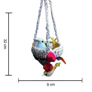 Handmade Artificial Jute Hanging Birds with Nest Jhumar Showpiece Chidiyan Ka Ghosla for Home Dcor Home Decoration Pack of 1 (Yellow) thumbnail 2
