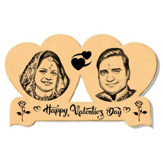 Valentine's Day Personalized Heart Shape Laser Engraved Customized Wooden Plaque Gift