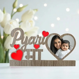 Personalized Pyari Maa Wooden Photo Frame | Custom Mother’s Day Gift India | MDF Table Top Photo Frame with Name & Photo | Unique Gift for Mom | Home Decor | DVMART® thumbnail 3