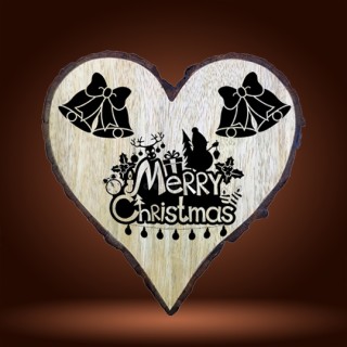 Christmas Day Personalized Heart Shape Engraved Customized Wooden Plaque Gift