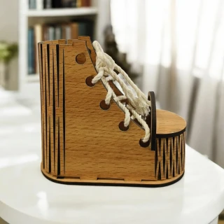 Handcrafted Shoe Pen Stand – MDF Wooden Desk Organizer for Pens, Pencils & Stationery thumbnail 3