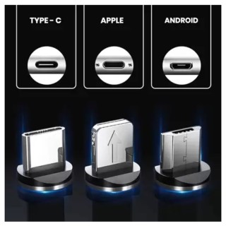 PROXN CX6 Magnetic USB 360 Degree Rotation 3 in 1 Fast Charging Data Cable Compatible with All iPhone & USB Type- C & Micro USB Nylon Braided Wire with LED Light Random Colour thumbnail 4