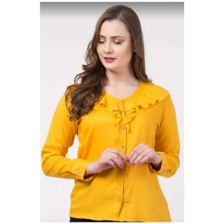 Women's & Girls Yellow Rayon Ladies Fancy Designer Full Sleeve's Top