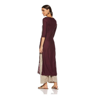 Women's Straight Kurta Purple thumbnail 3