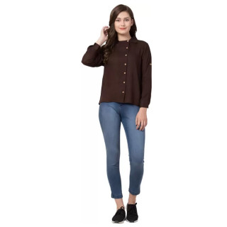 Western wear Rayon Casual Regular Sleeves Solid Women & Gilr's Brown Shirt thumbnail 2