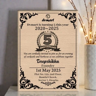 Personalized Steam Beech Wood Invitation Frame Plaque | Custom Engraved Wooden Invitation Display Frame