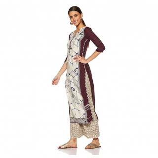 Women's Straight Kurta Purple thumbnail 2