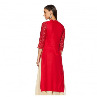 Women's Straight Kurta Red thumbnail 3