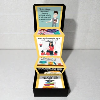 Teacher Appreciation Pop-Up Card Gift Box | Handmade Message Flip Box for Teachers | Creative Thank You Gift for Teachers Day, Farewell & School Events | DVMART® thumbnail 3