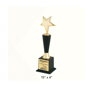 Golden Brass Star Metal Trophies For Office