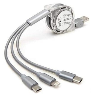 Combo Offer 3.0A Fast Charger Cord Multiple Charging Cable 1.2M 3-In-1 Usb Charge Compatible With Phone/Type C/Micro Usb For All Android&Ios Smartphones&One Mobile Stand(Grey)