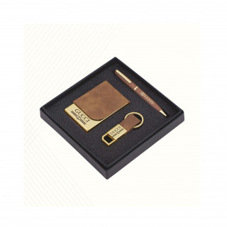 Visiting Card Holder Keychain Pen Premium Executive Combo Gift Set (3 Items)