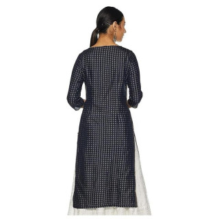 Women's Synthetic Straight Kurta Blue thumbnail 3